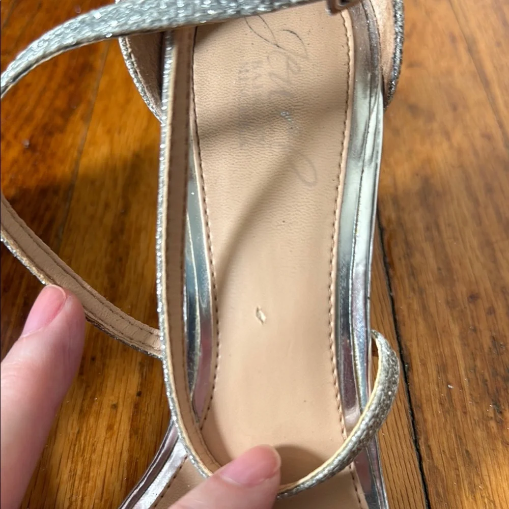 Glamorous Silver Metallic Heels with Ankle Straps - Picture 9 of 9